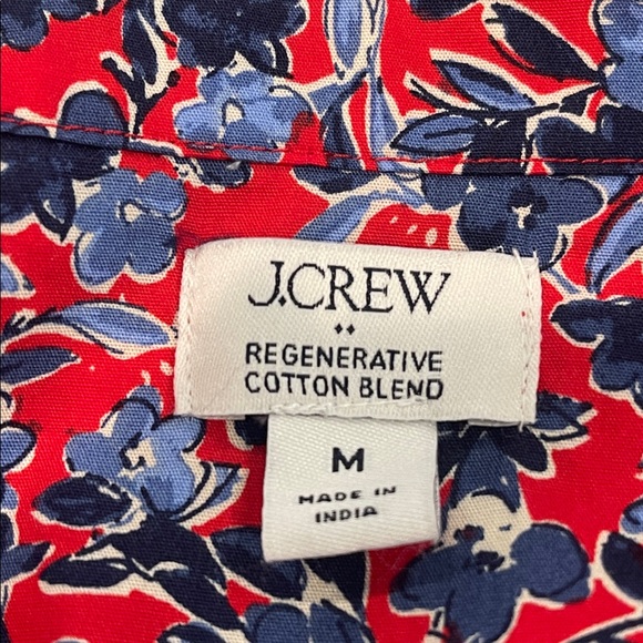 J.Crew Cotton Red and Blue Floral Preppy Button Down Shirt Size M - Picture 7 of 8